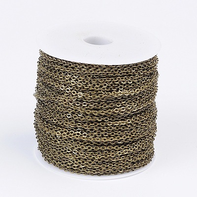 Brass Flat Oval Cable Chains CHC025Y-01-AB-NF-1