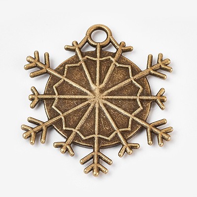 Tibetan Style Alloy Pendant Cabochon Settings PALLOY-WH0014-03AB-1