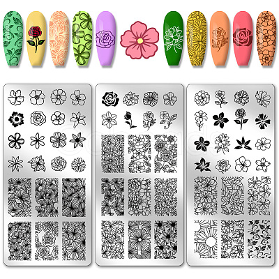 Stainless Steel DIY Nail Art Templates MRMJ-WH0092-077-1