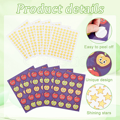 80 Sheets 2 Styles Self-Adhesive Teacher Reward Paper Stickers STIC-OC0001-01-1