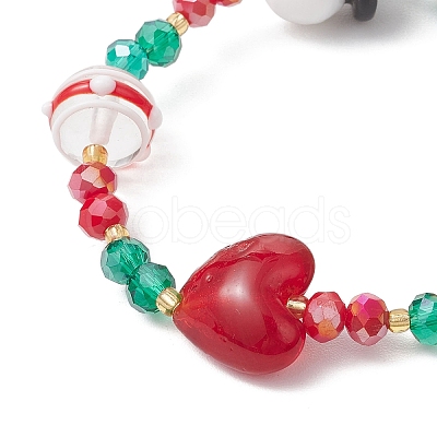 Christmas Electroplate Glass Beaded Stretch Bracelets BJEW-MZ00195-1