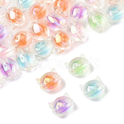 32Pcs UV Plating Rainbow Iridescent Acrylic Beads OACR-FS0002-16-1