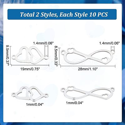 20Pcs 2 Styles 201 Stainless Steel Connector Charms FIND-HY0001-18-1