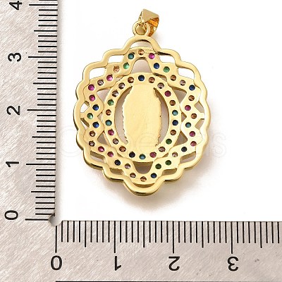 Religion Themed Rack Plating Brass Micro Pave Cubic Zirconia Pendants KK-L226-007G-23-1