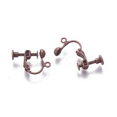 Rack Plated Brass Screw Clip-on Earring Findings X-KK-P169-04R-1