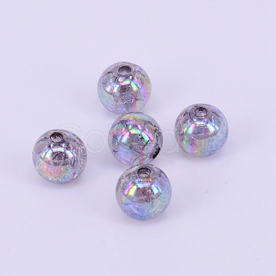 Electroplate Crackle Acrylic Beads CCG-WH0001-8mm-04-1