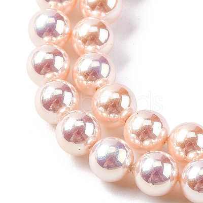 UV Plating Pearlized Glass Pearl Beads Strands GLAA-F128-01A-T09-1