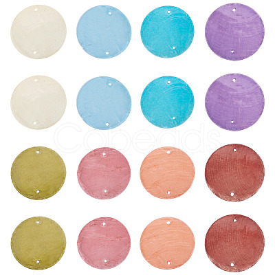 80Pcs 8 Colors Dyed Natural Capiz Shell Connector Charms BSHE-TA0001-21-1