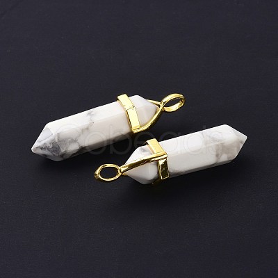Natural Howlite Pointed Pendants G-G025-01G-43-1