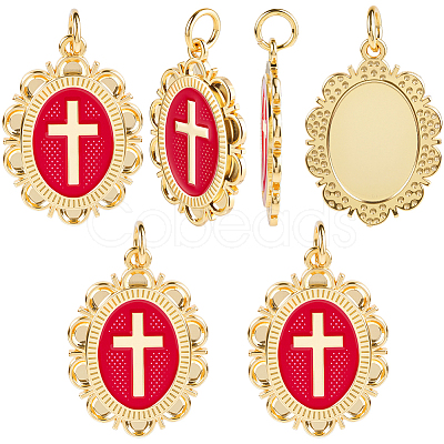 6Pcs Brass Enamel Pendants KK-BBC0019-83-1