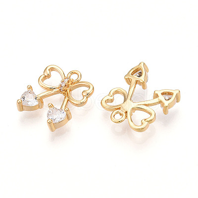 Brass Micro Pave Cubic Zirconia Charms KK-N261-87G-1