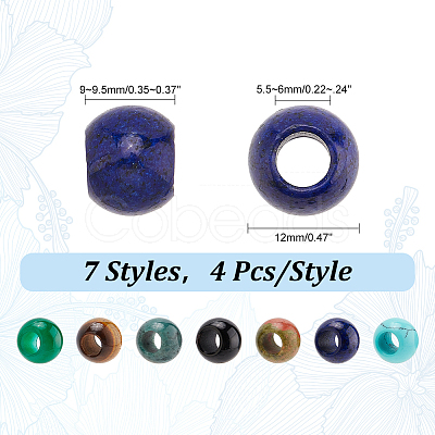 28Pcs 7 Styles Mixed Gemstone European Beads G-PH0002-37-1