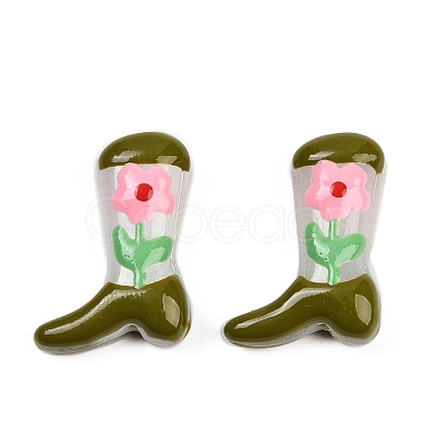Boot Baking Paint Glass Enamel Beads LAMP-C020-02G-1