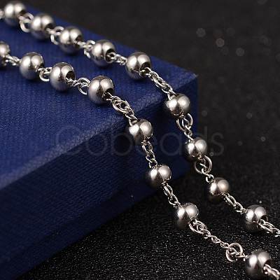Non-Tarnish 201 Stainless Steel Rosary Bead Necklaces X-NJEW-L427-22P-1
