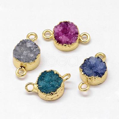 Electroplated Natural & Dyed Druzy Agate Links connectors G-N0168-014B-1
