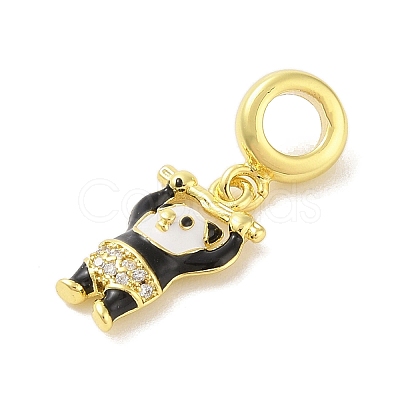 Rack Plating Brass Micro Pave Clear Cubic Zirconia Enamel European Dangle Charms KK-S380-27G-02-1