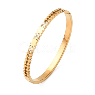 304 Stainless Steel Micro Pave Cubic Zirconia Hinged Bangles for Women BJEW-Z146-03G-1