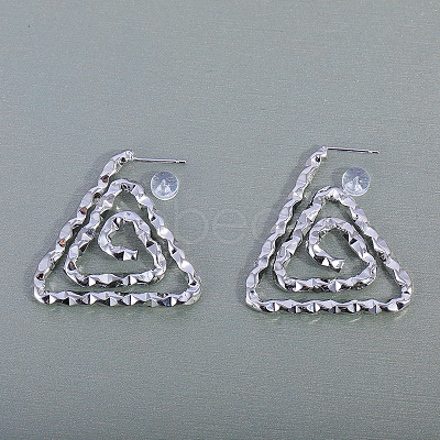 Triangle Spiral Pattern Brass Stud Earrings FT5549-1