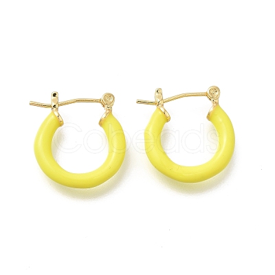 Brass Enamel Hoop Earrings for Women EJEW-M211-01LG-F-1