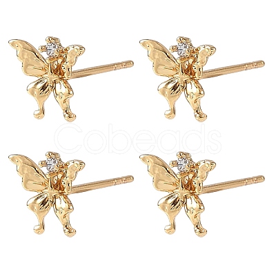 SHEGRACE Brass Micro Pave Clear Cubic Zirconia Stud Earrings XGRQ4N197-725G-1