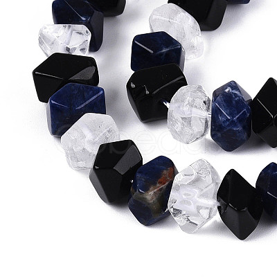 Natural Obsidian & Sodalite & Quartz Crystal Beads Strands G-N358-01A-02-1