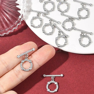 SHEGRACE Brass Micro Pave Clear Cubic Zirconia OT Toggle Claps XGRQ5K371-830P-1