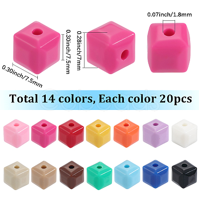 280Pcs 14 Colors Opaque Acrylic Beads MACR-SC0001-99-1