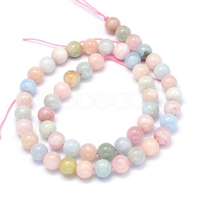 Round Natural Morganite Beads Strands G-F222-35-4mm-1