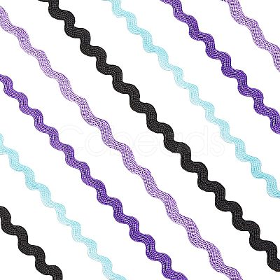 4 Strands 4 Colors Polyester Wave Bending Fringe Trim OCOR-GF0002-43B-1