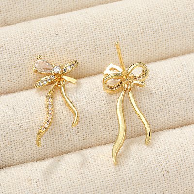 Brass Micro Pave Cubic Zirconia Stud Earrings WG17D8C-01-1
