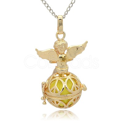 Golden Tone Brass Hollow Round Cage Pendants KK-J238-02G-1