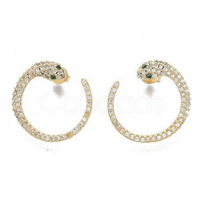 Brass Micro Pave Cubic Zirconia Stud Earrings EJEW-S208-091-1