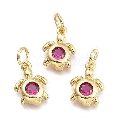 Brass Micro Pave Cubic Zirconia Pendants KK-P187-12F-G-1