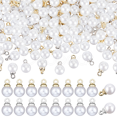 200Pcs 2 Colors ABS Imitation Pearl Plastic Pendants FIND-AR0006-16-1