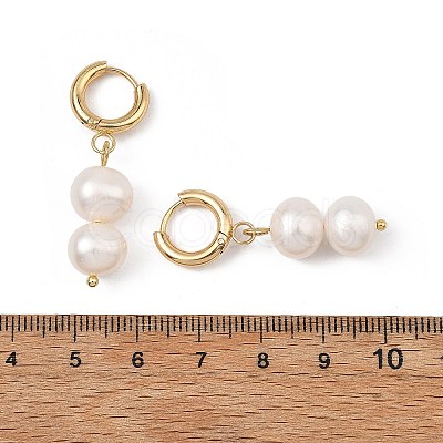 Natural Cultured Freshwater Pearl Beads Dangle Hoop Earrings EJEW-JE07253-1