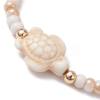 Turtle Synthetic Turquoise & Glass Braided Bead Bracelets BJEW-JB09875-1