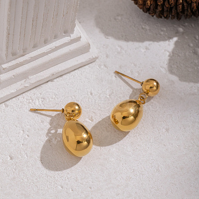 304 Stainless Steel Teardrop Stud Dangle Earrings for Women OR7893-1