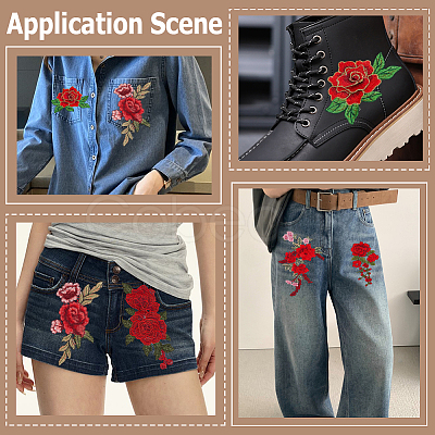 6Pcs 3 Styles & 2 Pairs 2 Styles Computerized Embroidery Cloth Iron on/Sew on Patches PATC-CY0003-97-1