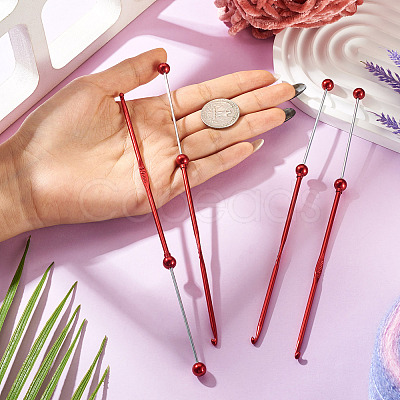 4Pcs DIY Alloy Beadable Crochet Hooks AJEW-TA0003-50A-1