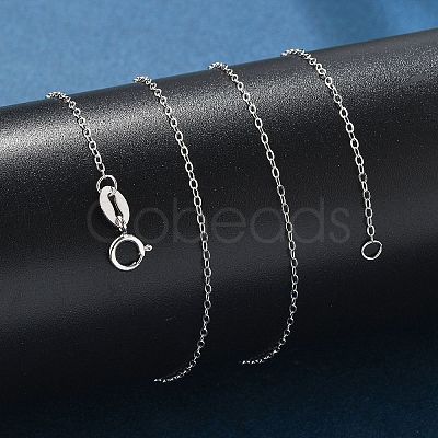 Anti-Tarnish Rhodium Plated 925 Sterling Silver Cable Chains Necklace for Women STER-I021-05P-1