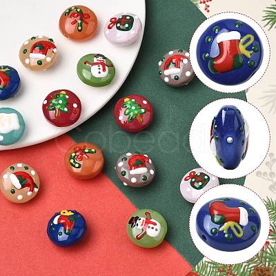 16Pcs 8 Colors Christmas Handmade Lampwork Enamel Beads LAMP-FS0001-63-1