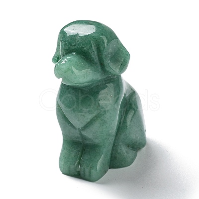 Natural Green Aventurine Carved Healing Dog Figurines DJEW-F025-01C-1