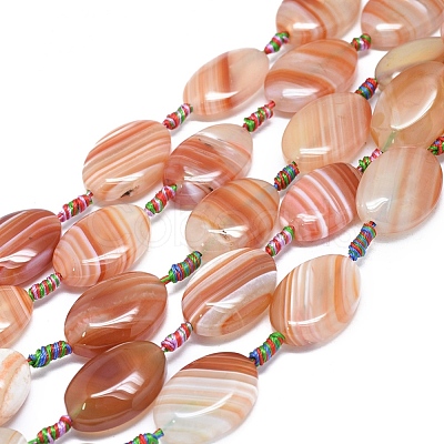 Natural Banded Agate/Striped Agate Beads Strands G-L544-008-1