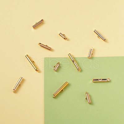 Brass Slide On End Clasp Tubes KK-TA0007-29G-1