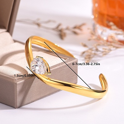 Adjustable Brass Pave Cubic Zirconia Cuff Bangles for Women QN2893-1-1