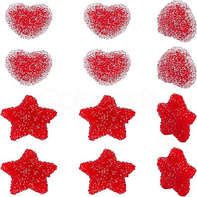 12Pcs 2 Style Resin Beads for Valentine's Day RESI-FH0001-26-1