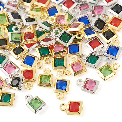 72Pcs 12 Styles Rack Plating Brass Glass Charms KK-TA0001-78-1