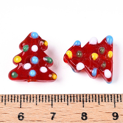 Christmas Theme Handmade Lampwork Bumpy Beads LAMP-G142-06-M-1