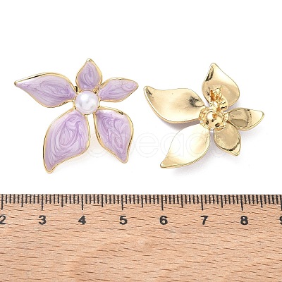 304 Stainless Steel Enamel & ABS Plastic Pearl Stud Earrings for Women SA-CBA2696-28G-02-1