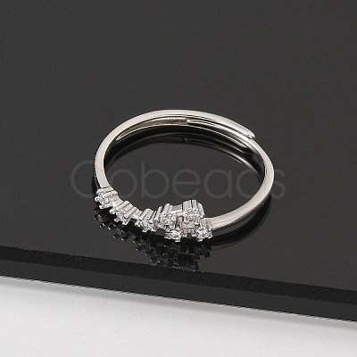 Constellations Rhodium Plated 925 Sterling Silver Micro Pave Clear Cubic Zirconia Adjustable Rings for Women RJEW-P130-01P-G-1